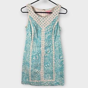 Lilly Pulitzer Mcfarlane Shift Dress Womens 0 Seaside Aqua Home Slice Sleeveless